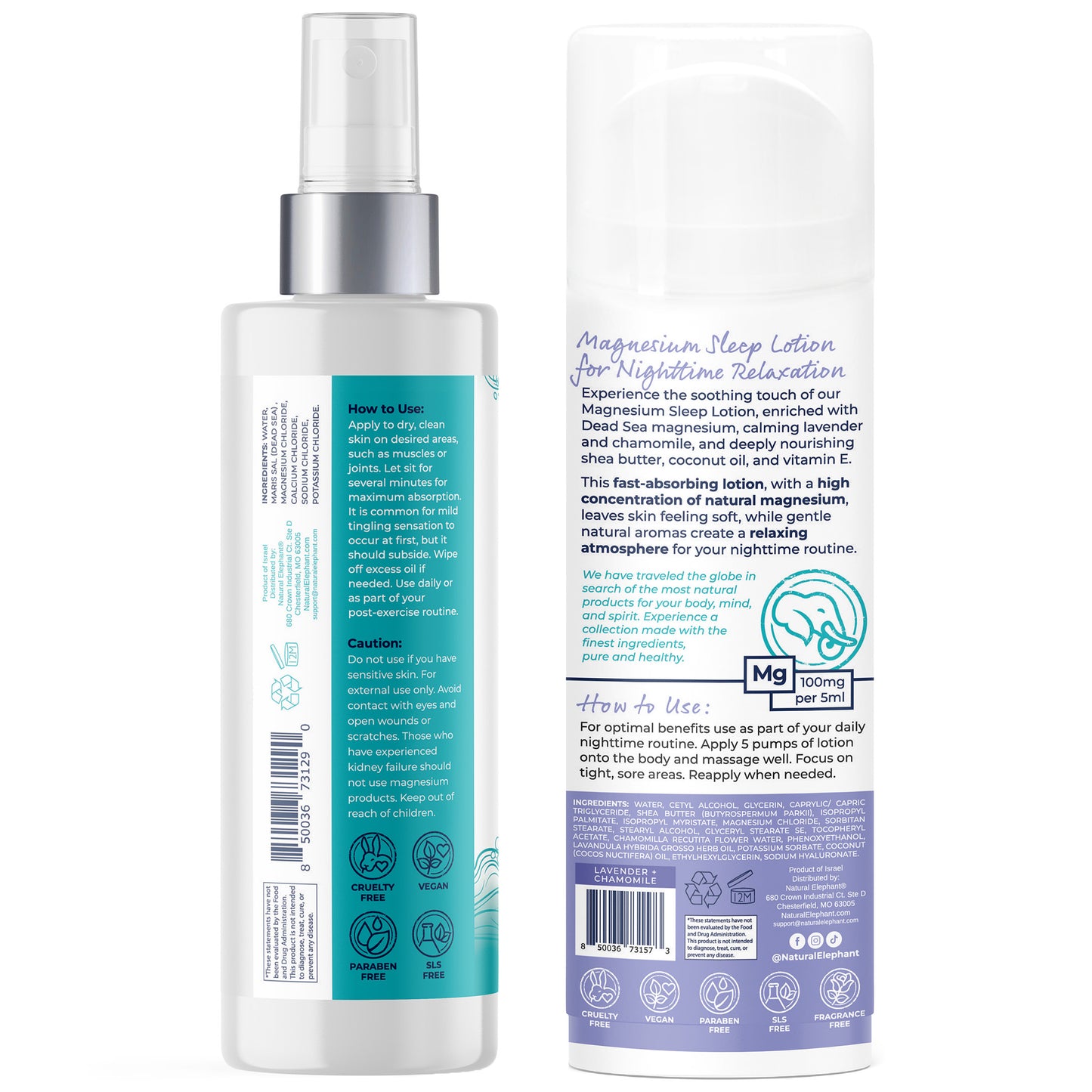 Magnesium Sleep Set - Magnesium Oil and Lotion with Lavender & Chamomile