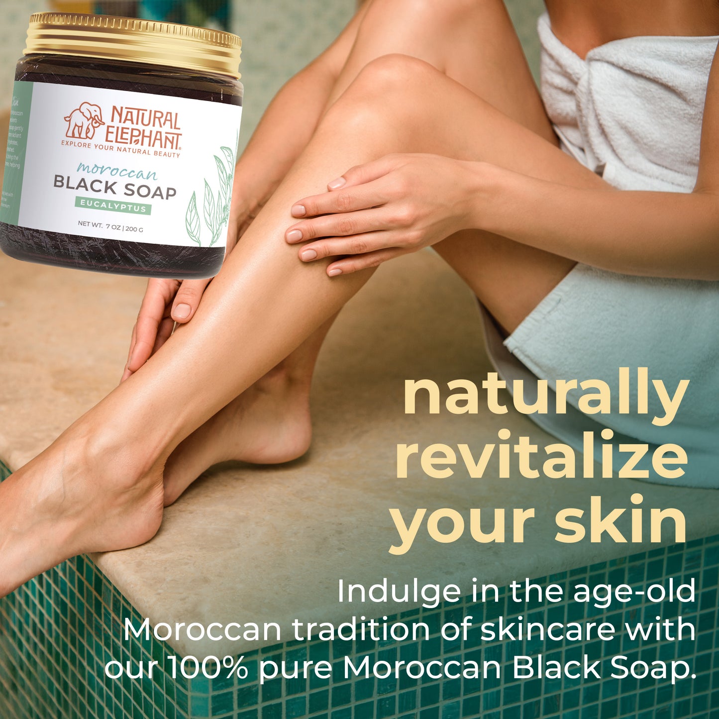 Natural Elephant Moroccan Black Soap | Travel Size 2 oz