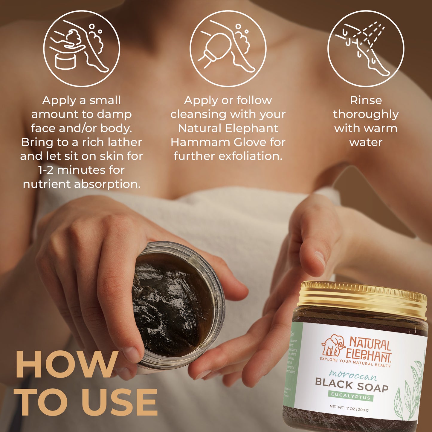 Natural Elephant Moroccan Black Soap | Travel Size 2 oz