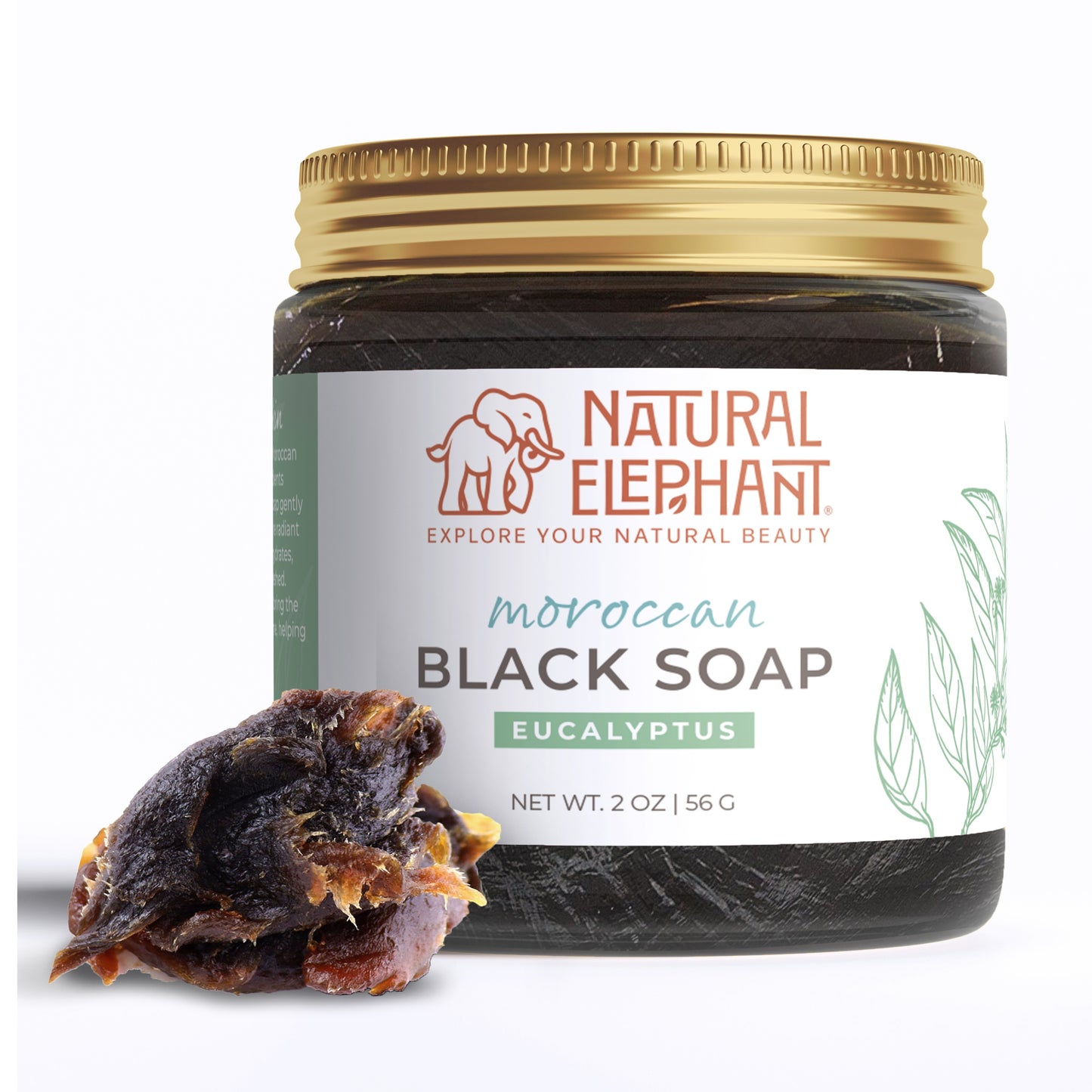 Natural Elephant Moroccan Black Soap | Travel Size 2 oz